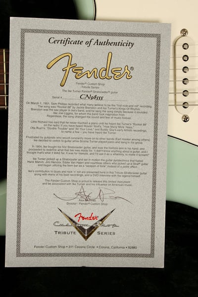 Ike Turner stratocaster Certificate