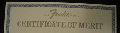 25th Anniversary Stratocaster certificate