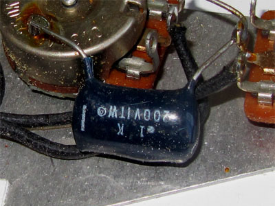 Black capacitor in a 1983 Vintage Stratocaster