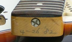 Note how truss rod adjuster nut doesn't enter the rosewood cap in some very early JV guitars
