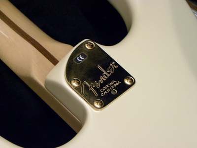 White Pearl American Deluxe Stratocaster neck plate