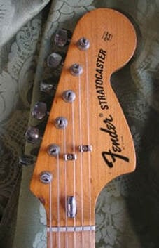 '72 Stratocaster headstock with bullet truss rod