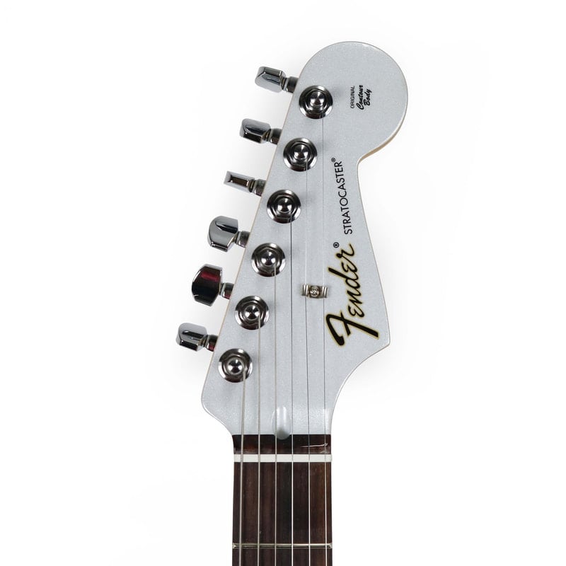 White Opal Sparkle stratocaster Headstock front