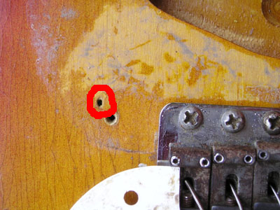 1958 Stratocaster Nail Hole