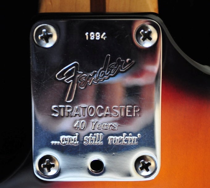 Commemorative neck plate of the 1994 factory stratocasters