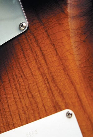 Dettaglio dell'invecchiamento della 50th Anniversary 1954 Stratocaster