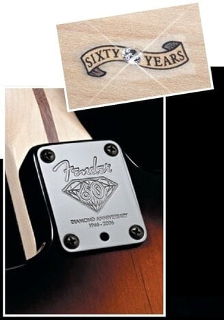 Sixty Years decal and commemorative neck plate (2006 Fender Frontline)