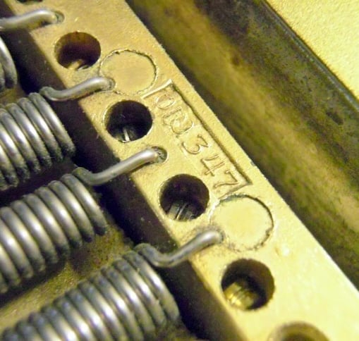 The code stamped on the CBS tremolo block