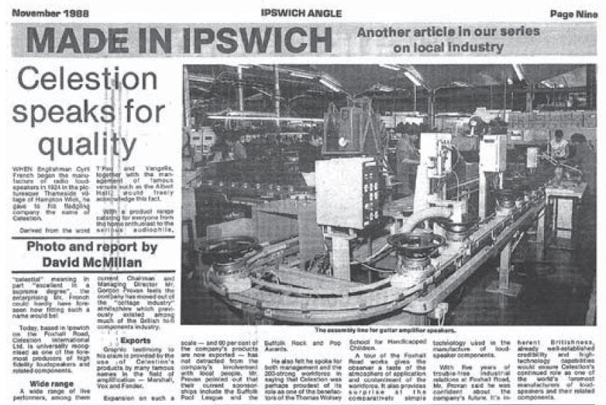 Articolo del 1988 sulla fabbrica di Ipswich