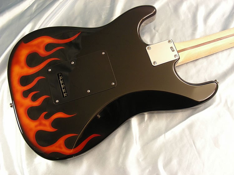 Hot rod flame Stratocaster body back