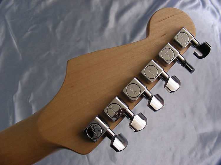 Hot rod flame Stratocaster headstock back