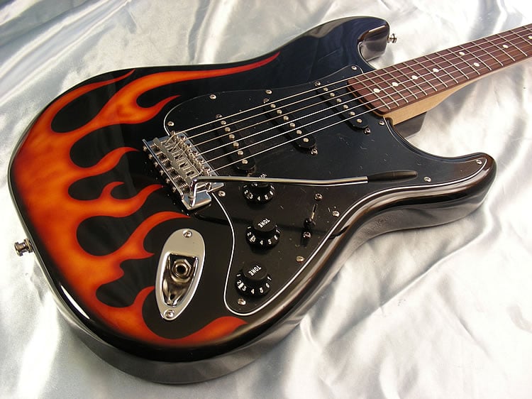 Hot rod flame Stratocaster body side