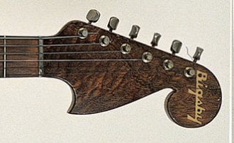 The headstock of the guitar Paul Bisgby made for Merle Travis
