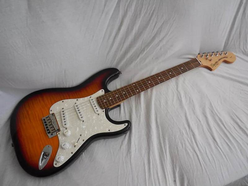 Early Squier Deluxe Stratocaster Flame Maple Top, made in Indonesia
