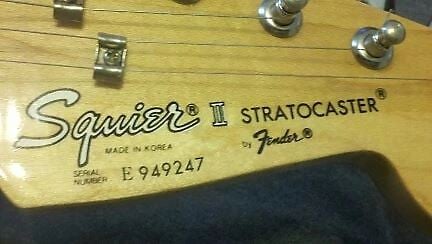 Decals on a Korean Squier II Stratocaster, 