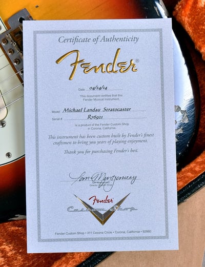 Michael Landau 1968 Strat certificate