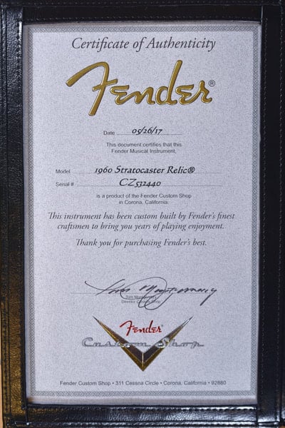 60 Stratocaster Certificate