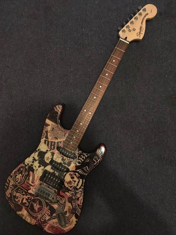 Squier Obey Graphic Stratocaster HSS Collage 