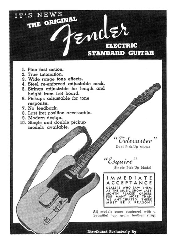 The new Telecaster 1951 advert. The guitar shown was actually a Broadcaster.