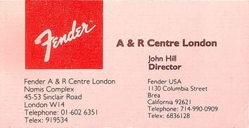 Something you don’t get to see unless you’re Eric Clapton or Steve Hackett: John Hill setup the very first Fender Artist Relations office in the world in London