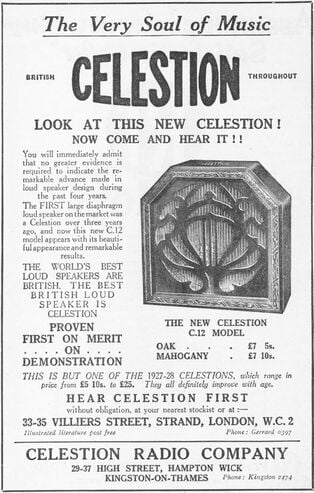 1927 Celestion C12 advert