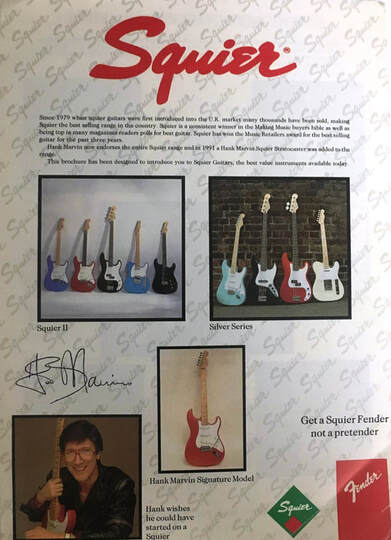 1991 UK catalog with Silver Series, Squier II and the new Hank Marvin Strat, Courtesy of Daniel Ellis