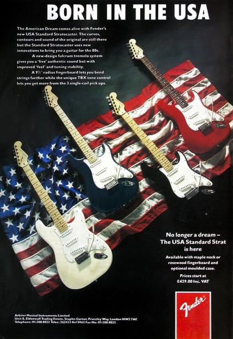 Volantino pubblicitario Stratocaster American Standard