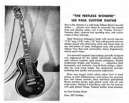 La Les Paul Custom sul catalogo del 1956