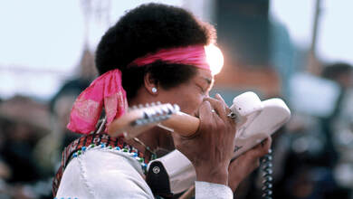 Jimi Hendrix with his 