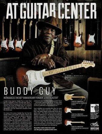 The 2014 Guitar Center advertisement that introduced the Anniversary Stratocasters showed Buddy Guy with a 60th Anniversary Commemorative Stratocaster