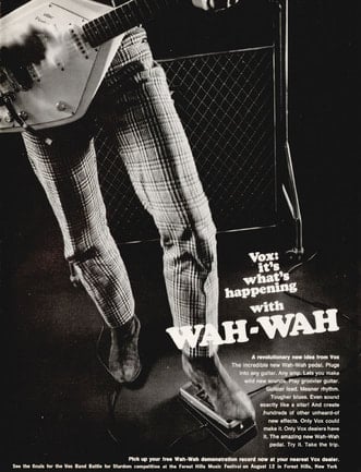 Volantino pubblicitario del Vox Wah Wah pedal, 1967