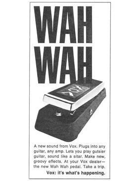 Volantino pubblicitario del Vox Wah Wah Print del 1967