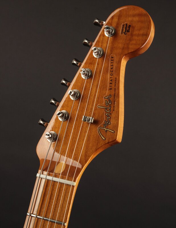 Roasted Pine DLX stratocaster Headstock front