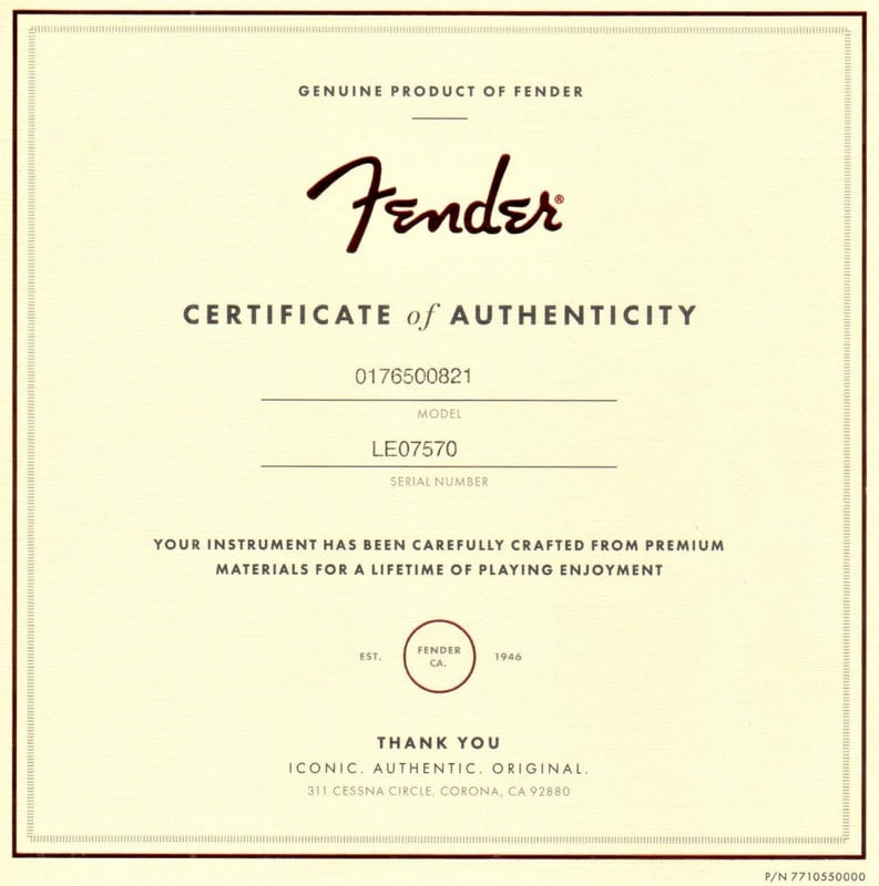 Rarities Quilt Maple Top Stratocaster Certificate