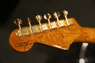 Artisan Figured Mahogany Stratocaster headstock back