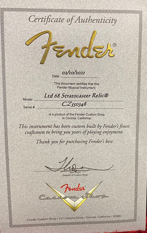 1968 Stratocaster Relic Certificate