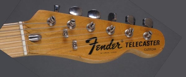 1973 Telecaster Custom, CBS Logo, patent numbers and Telecaster in bold lettering, Courtesy of Guitar Point