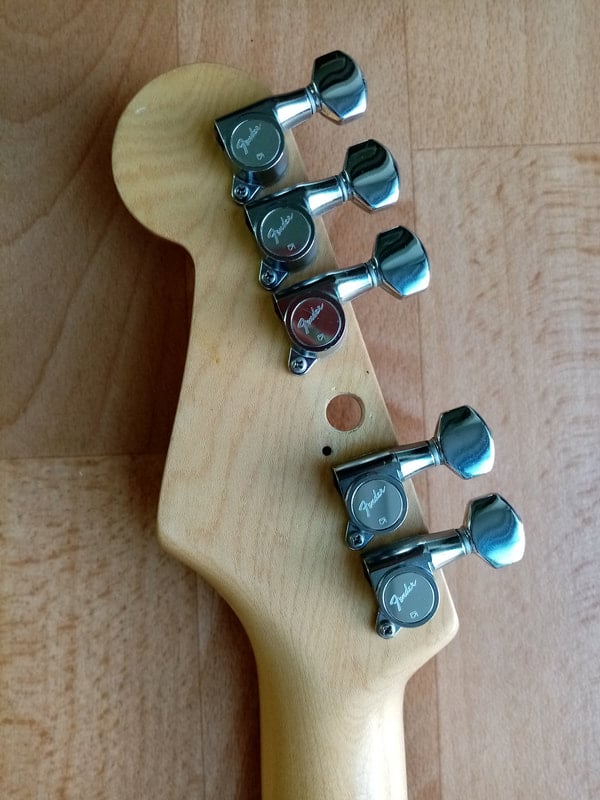 Squier Standard Stratocaster headstock back tuner hole