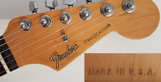 i series stratocaster with made in usa stamped into the wood