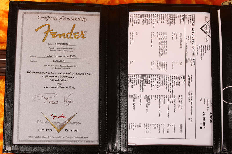1960 stratocaster relic Certificate