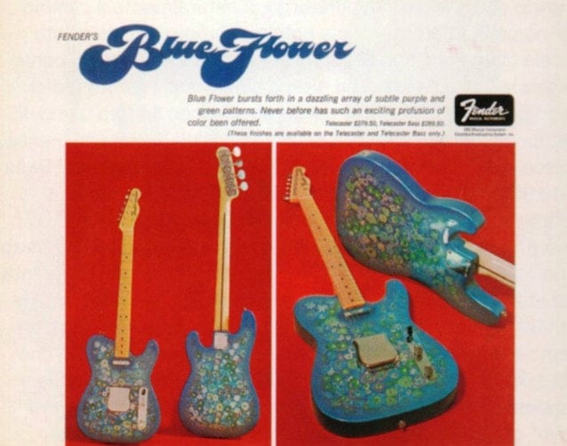 Volantino pubblicitario della finitura blue flower del 1968