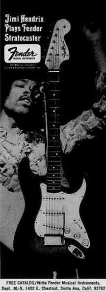 Jimi Hendrix plays Fender Stratocaster