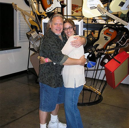 John Page and Pamelina H. at Corona Fender Museum, Courtesy of Pamelina H.