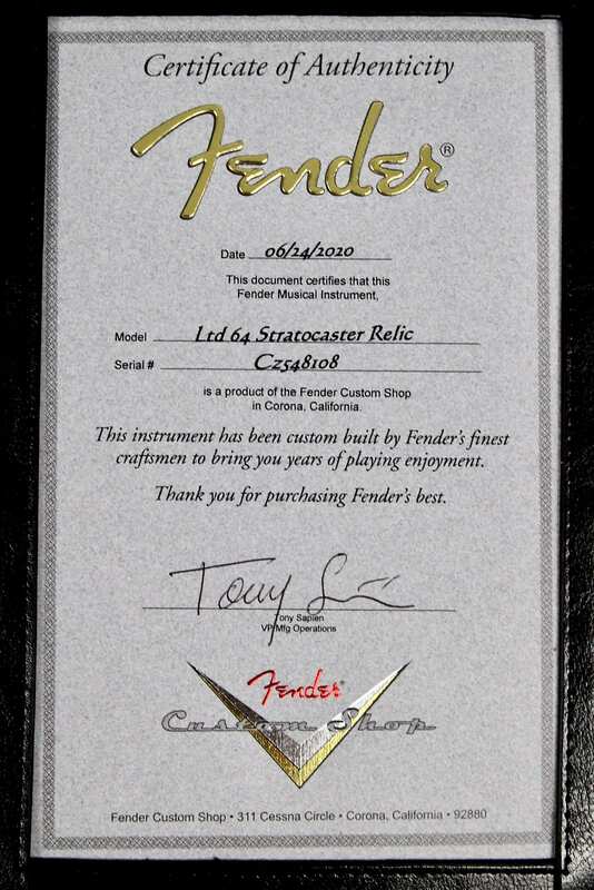 1964 Stratocaster Relic Certificate