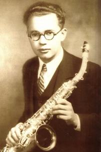 A young Leo Fender with his saxophone