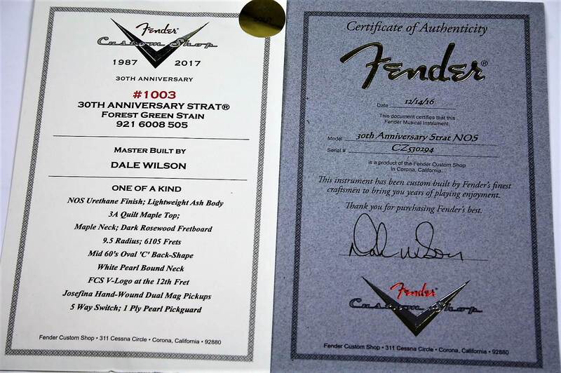 30th Anniversary Stratocaster Certificate