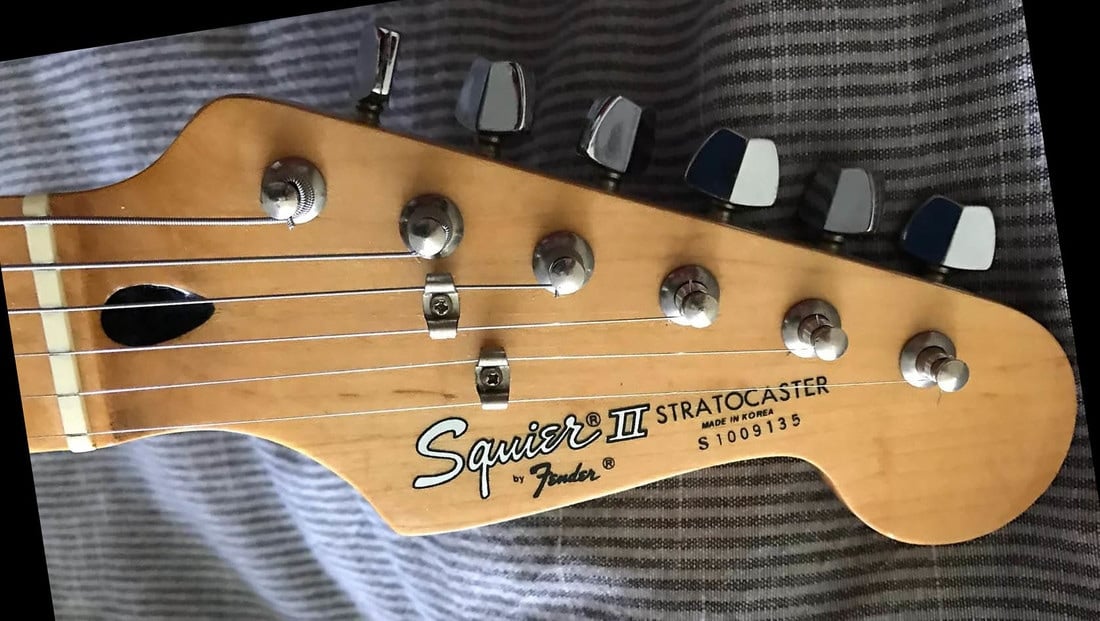 Decals on a Korean Squier II Stratocaster, 