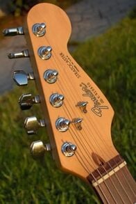 1989 American Standard Stratocaster headstock; note the truss rod access near the nut