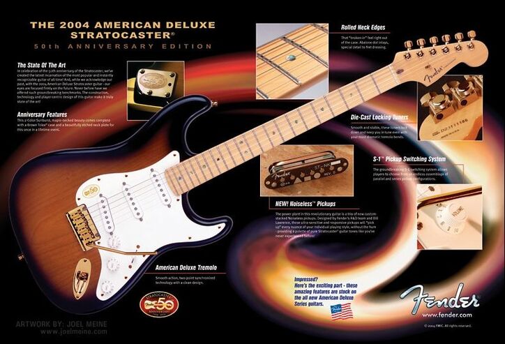 La Stratocaster dell'anniversario della serie American Deluxe (catalogo Fender 2004)