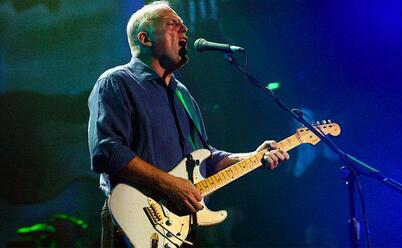 Gilmour with the White Strat at the 50th anniversary Stratocaster concert